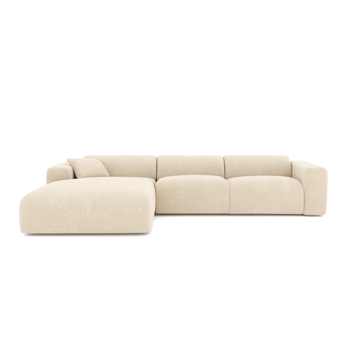 Sia Home - Hoekbank links MYRA - Fluweel met structuur - Crème - 280cm - vtwonen shop