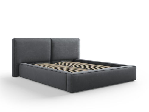 Micadoni Opbergbed met hoofdeinde Jodie 160x200cm, structurele stof, donkergrijs - 228x214x108cm