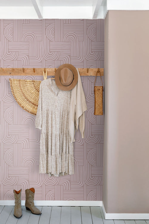 ESTAhome behang grafisch 3D motief licht mauve paars - 50 x 900 cm - 131488 - vtwonen shop