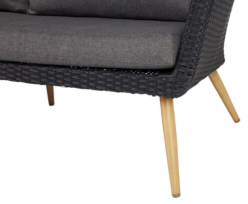Lisomme Fien rotan tuinbank zwart - Met zitkussens - vtwonen shop
