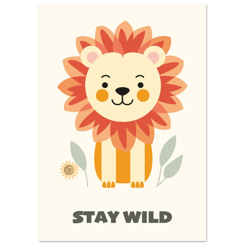 Artfulprints  Leeuwtje stay wild   poster A4 21x29.7 cm - vtwonen shop