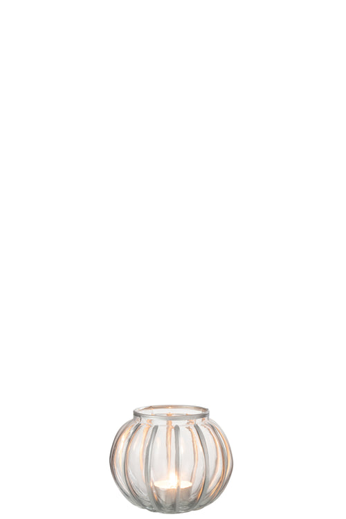 J-Line kaarshouder Bol Streep - glas - transparant/zilver - small - 4 stuks - vtwonen shop