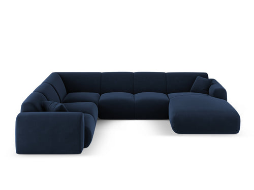 Cosmopolitan Design Panoramische hoekbank links Nolio 6-zits, flueel koningsblauw - 252x342x72cm