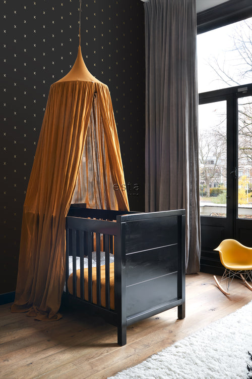 ESTAhome behang grafisch motief zwart en goud - 53 cm x 10.05 m - 139130