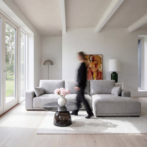 Furnhouse chaise longue bank rechts California - Lichtgrijs - Stof - 105x305x85