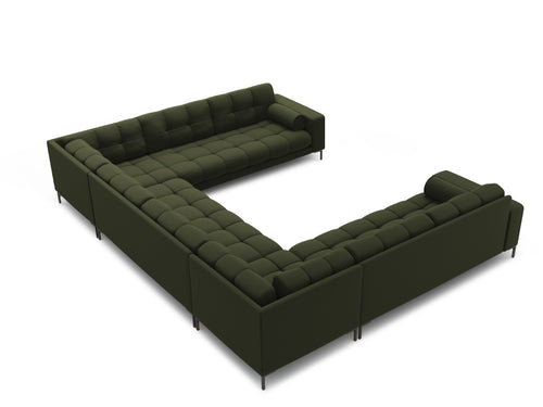 Cosmopolitan Design Panoramische bank Bali 9-zits, structurele stof, groente - 256x327x75cm