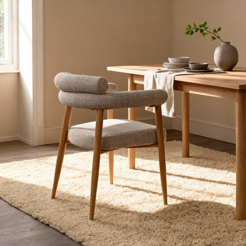 DÉJA Living Eetkamerstoel Lidingö - Beige/Naturel Stof - Set van 2