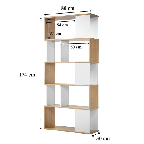 Calicosy - Boekenkast Woonkamer - Wit - 29,5x80x173,5 cm