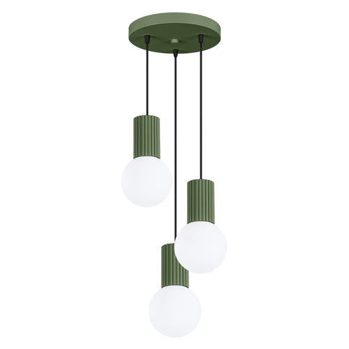 Sollux Lighting Hanglamp HALO 3P olijfgroen - 25x25x125cm