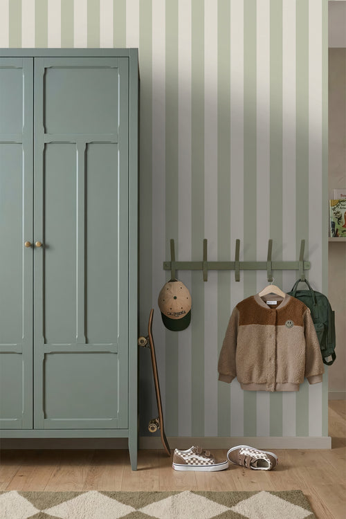 Sanders & Sanders behang strepen groen en beige - 53 cm x 10.05 m - 640689