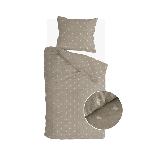 Walra - Dekbedovertrek Remade Rustic GraCe - 140x220 cm - Taupe