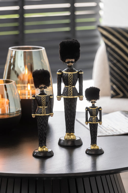 J-Line decoratie Notenkraker Bont Hoed - polyresin - zwart - small