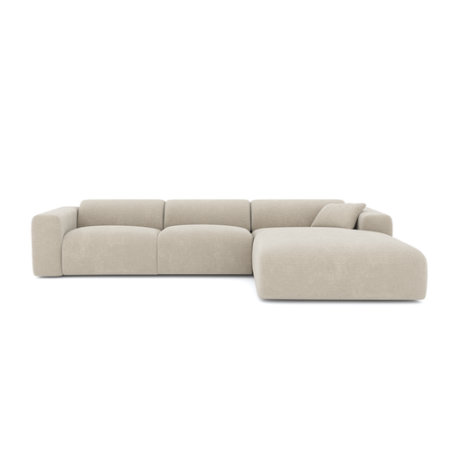 Sia Home - Hoekbank rechts MYRA - Fluweel met structuur - Beige - 280cm - vtwonen shop