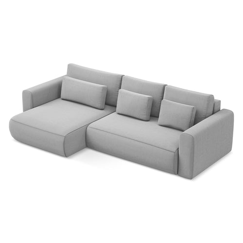 LaMiaSofa hoekbank links Perugia - velours - grijs - 278x149x82