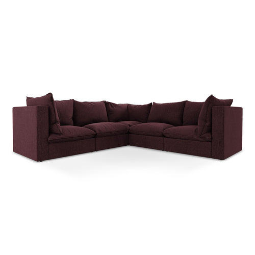 LaMiaSofa Modulaire hoekbank Ravenna - velours - bourgondië - 255x255x77
