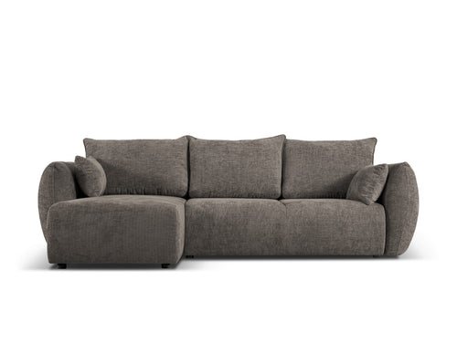 Cosmopolitan Design Uitklapbare hoekbank links met opbergdoos Matera 4-zits, chenille, grijs - 173x253x86cm