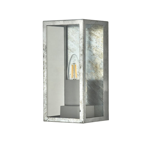 Box II Buitenwandlamp, zilver en helder glas, IP44