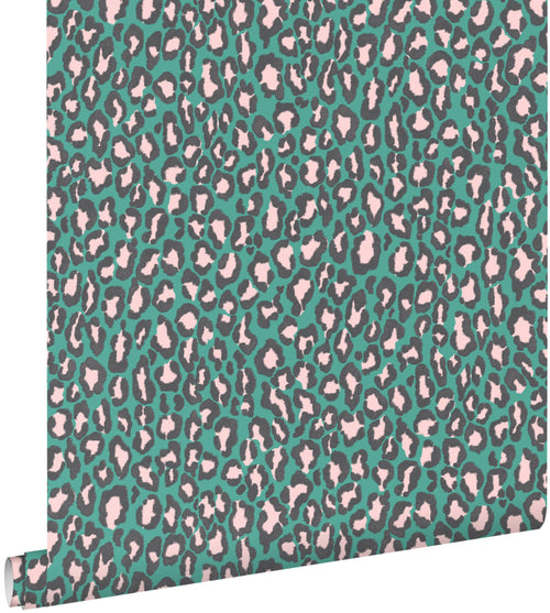 ESTAhome behang panterprint turquoise - 50 x 900 cm - 132202