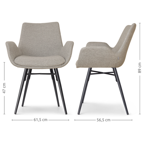 Nolon Nena-Eef Eetkamerstoel Warm Grijs - Zwarte Houten Poten - vtwonen shop