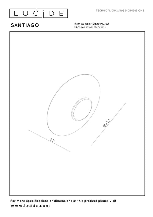 Lucide wandlamp SANTIAGO - Geïntegreerde LED - Amber - vtwonen shop