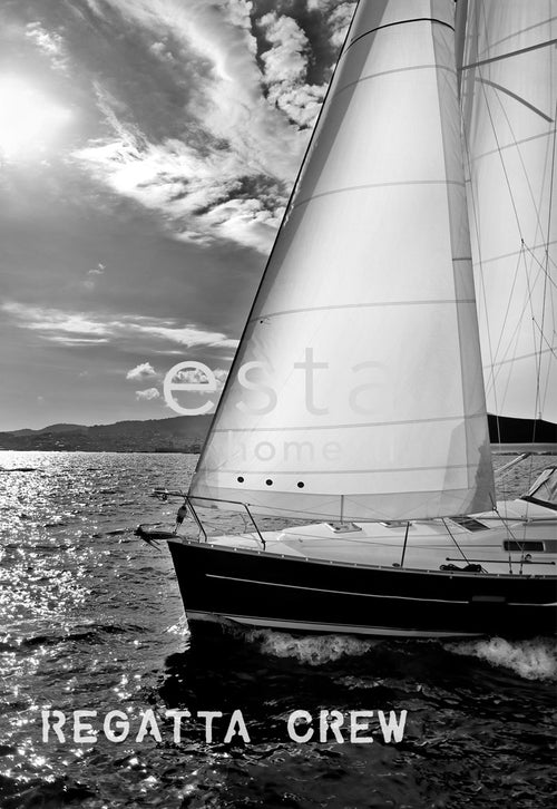 ESTAhome fotobehang zeilboot zwart en wit - 186 x 270 cm - 156431 - vtwonen shop