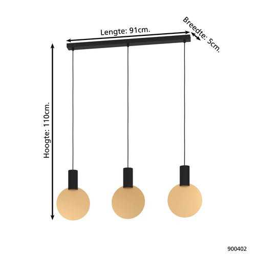 EGLO hanglamp Sarona - gu10 - 91 cm - zwart/goud - staal - vtwonen shop