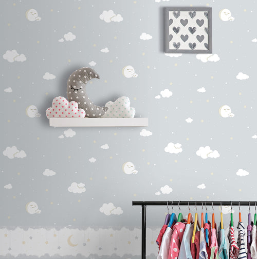 Sanders & Sanders zelfklevende behangrand sterretjes grijs en wit - 500 x 17.5 cm - 640604 - vtwonen shop