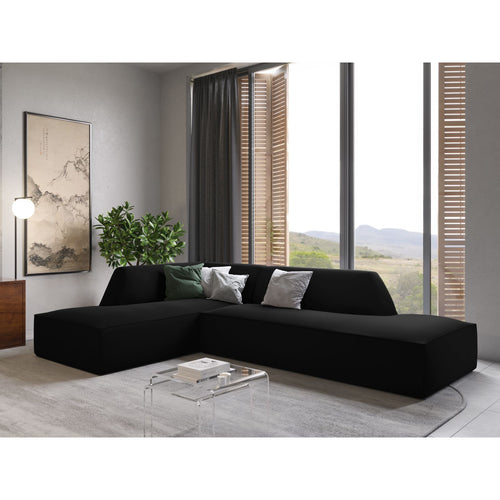 Cosmopolitan Design - Modulaire hoekbank links Siena 4-zits, flueel zwart - 180x273x69cm