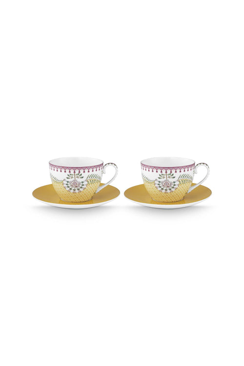 Pip Studio Kop en Schotel - Lily&Lotus - Geel - 300ml - Set van 2