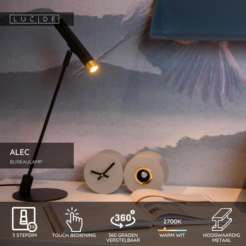 Lucide bureaulamp ALEC - 1xG9 - Zwart