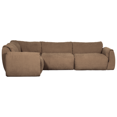 WOOOD hoekbank links Baggy - Geweven Chenille - Bruin - 81x301x210 - vtwonen shop