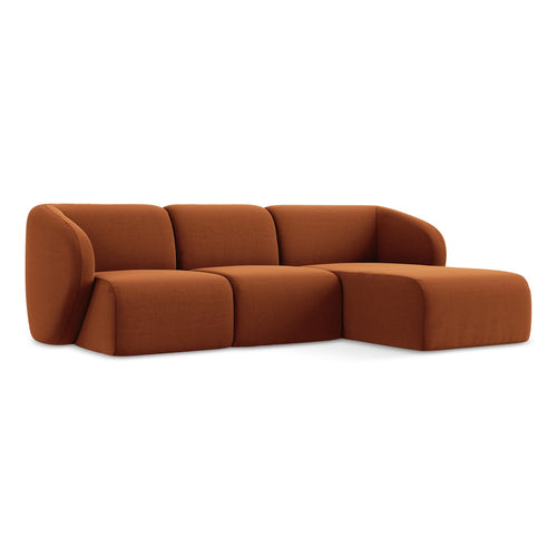 LaMiaSofa hoekbank rechts Cervo - velours - terracotta - 248x166x77