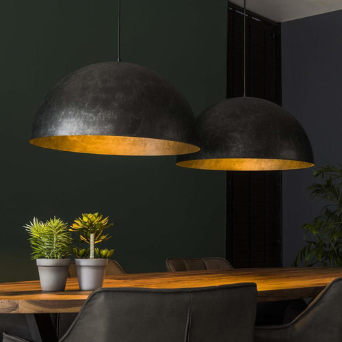 Giga Meubel Hanglamp Dome - Zwart Metaal - 2-Lichts - 142x60x150cm