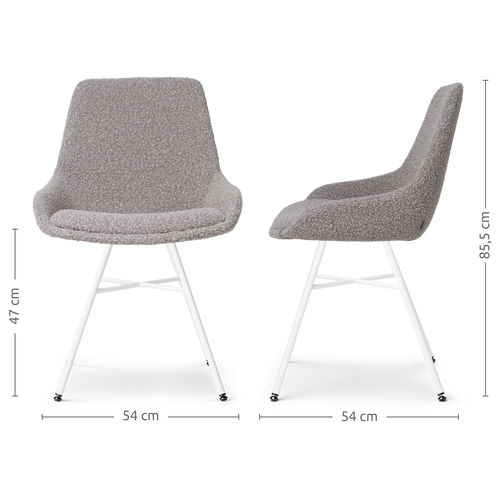 Nolon Noa-Isa Eetkamerstoelen Set van 2 - Bouclé Taupe - Wit - vtwonen shop