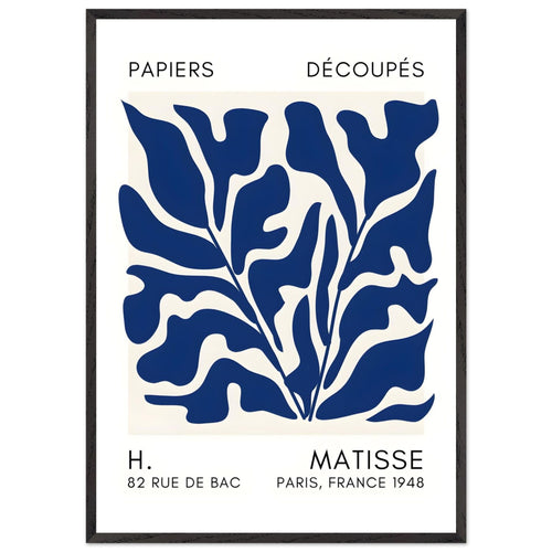 Artfulprints Poster met Lijst Matisse – Seabed shapes navy blue II   - 70x100 cm - Blauw