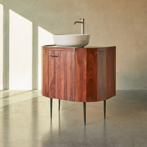 Tikamoon Wastafelkast van massief palissander en marmer 80 cm - Bruin - vtwonen shop