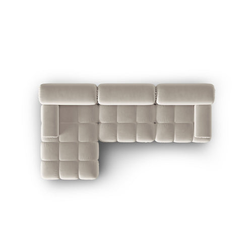 Cosmopolitan Design - Modulaire hoekbank links Cortina 4-zits, flueel donkerbeige - 155x282x70cm