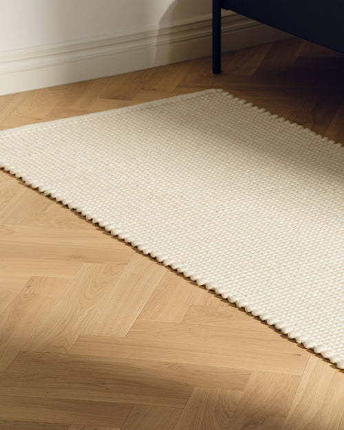 noo.ma handgeweven vloerkleed Natural Beige - Nieuw-Zeelandse wol, laagpolig, rechthoekig