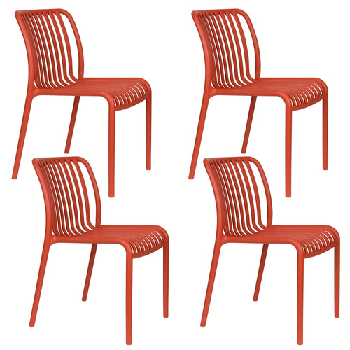 Housecraft Living Mante Tuinstoelen Kunststof Terra/ Rood - Set van 4 - vtwonen shop