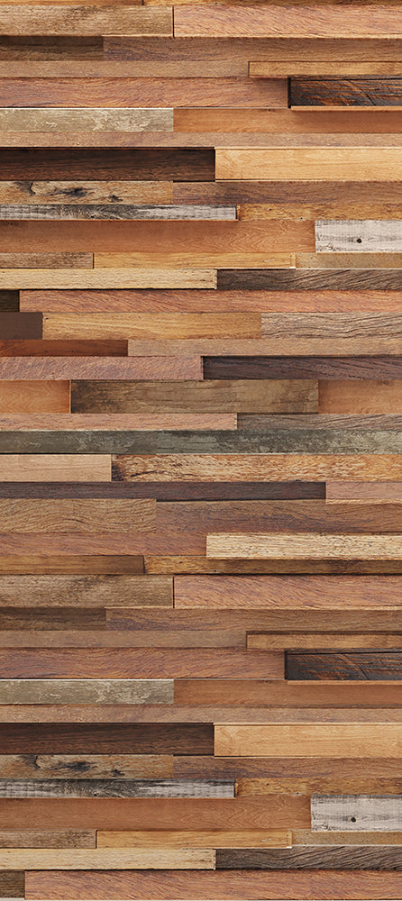 Sanders & Sanders poster houten planken bruin en beige - 90 x 202 cm - 600848 - vtwonen shop