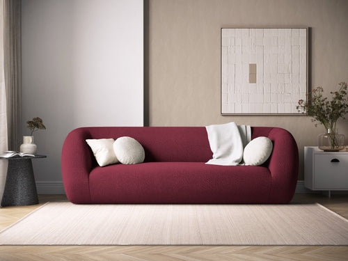 Cosmopolitan Design Bank Essen 3-zits, boucle, bordeaux - 95x230x86cm