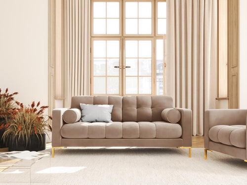 Cosmopolitan Design Bank Bali 2-zits, flueel, beige - 96x152x75cm
