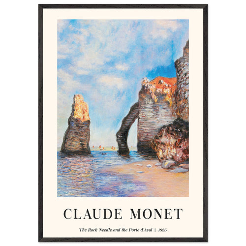 Artfulprints Poster met Lijst Claude Monet - The rock needle and the porte d'aval   - 70x100 cm - Lichtblauw