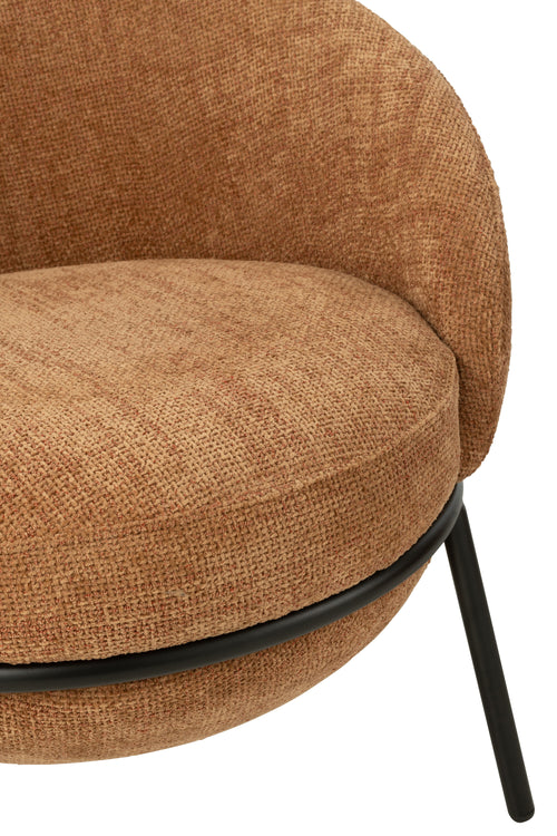 J-Line loungestoel + poef - ijzer - terracotta/zwart