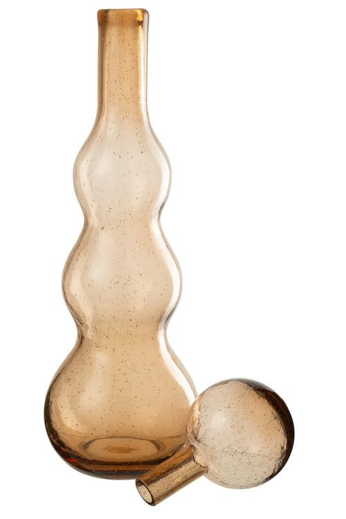 J-Line decoratie fles + stop Carol - glas - caramel - large