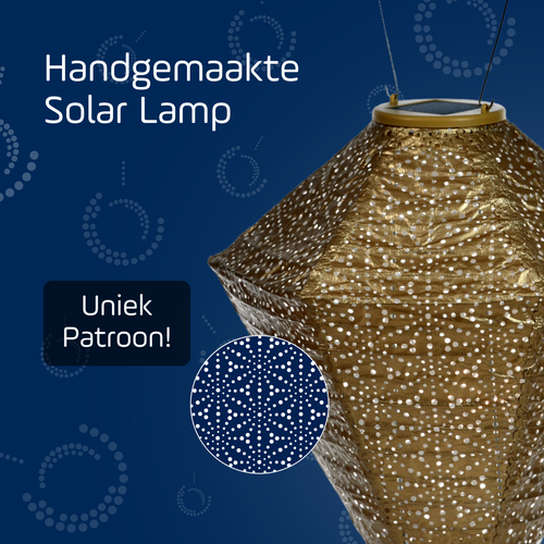 Lumiz solar lampion - sashiko diamond - 28 cm - goud - vtwonen shop