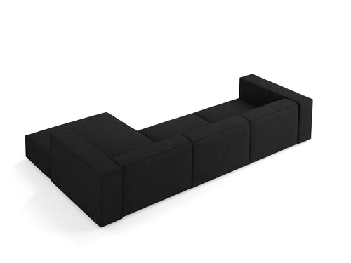 Cosmopolitan Design rechter hoekbank Arendal 4-zits, chenille met ribbeleffect, zwart - 166x284x70cm