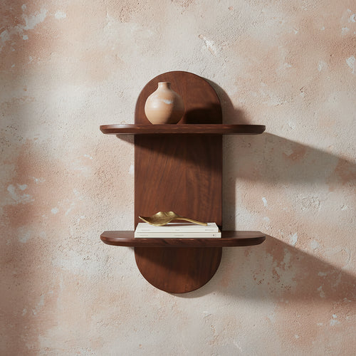 Raw Materials Bullnose mangohouten wandplank dubbel - 35x18x50 cm