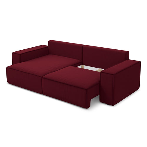 LaMiaSofa hoekbank links Livorno - velours - bourgondië - 257x148x82