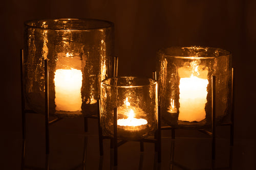 J-Line windlicht Staand - kaarshouder - glas/ijzer - transparant - large - vtwonen shop